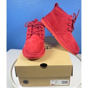 New UGG NEUMEL Mid Top Casual Snow Boots Suede Red Fur Women's 8 EU39